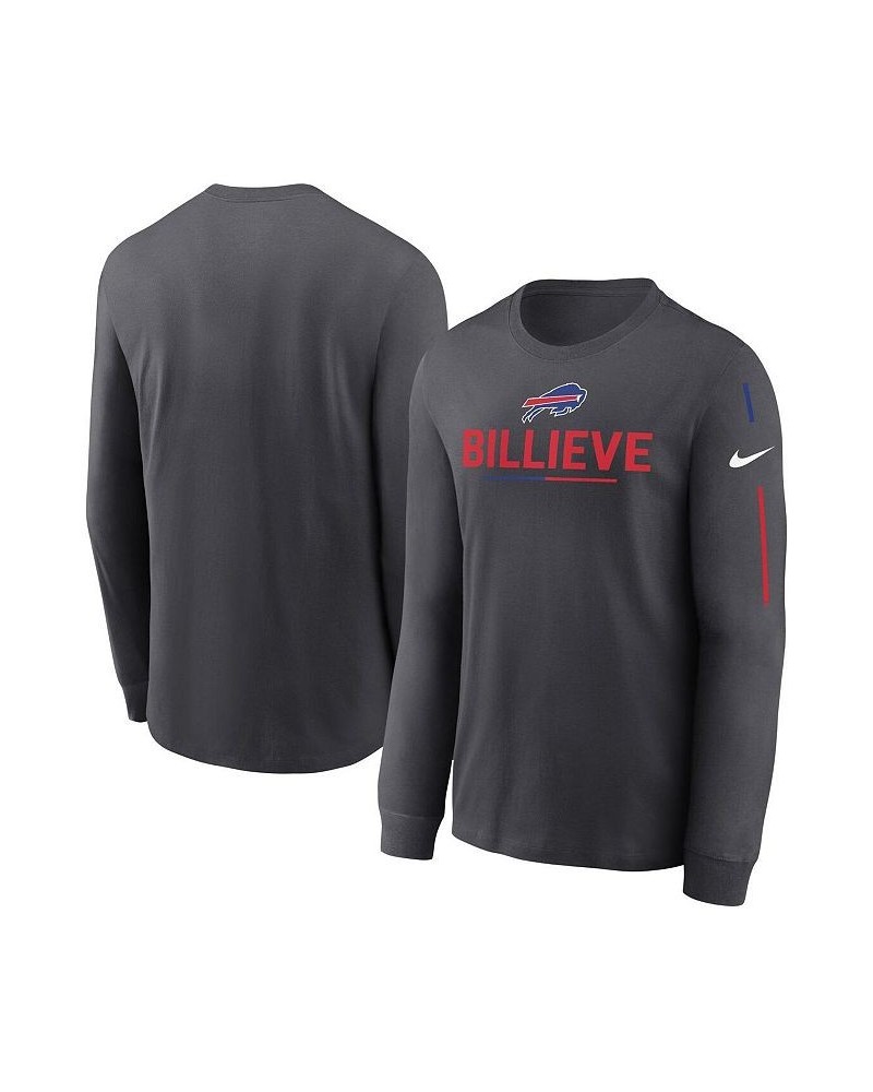 Men's Anthracite Buffalo Bills Team Slogan Long Sleeve T-shirt $31.89 T-Shirts