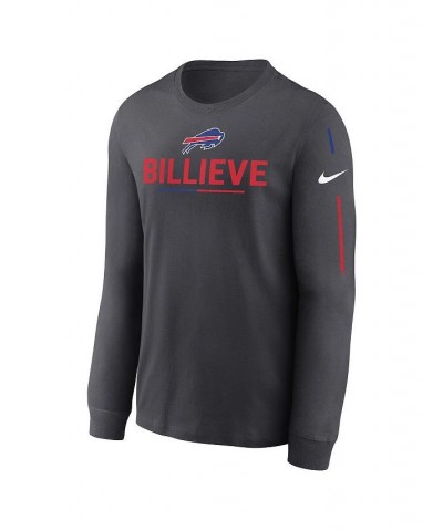 Men's Anthracite Buffalo Bills Team Slogan Long Sleeve T-shirt $31.89 T-Shirts