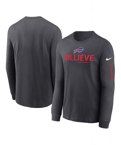 Men's Anthracite Buffalo Bills Team Slogan Long Sleeve T-shirt $31.89 T-Shirts