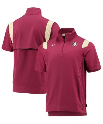 Men's Garnet Florida State Seminoles 2021 Coaches Short Sleeve Quarter-Zip Jacket $31.00 Jackets