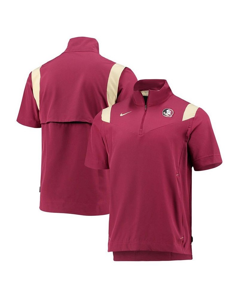 Men's Garnet Florida State Seminoles 2021 Coaches Short Sleeve Quarter-Zip Jacket $31.00 Jackets