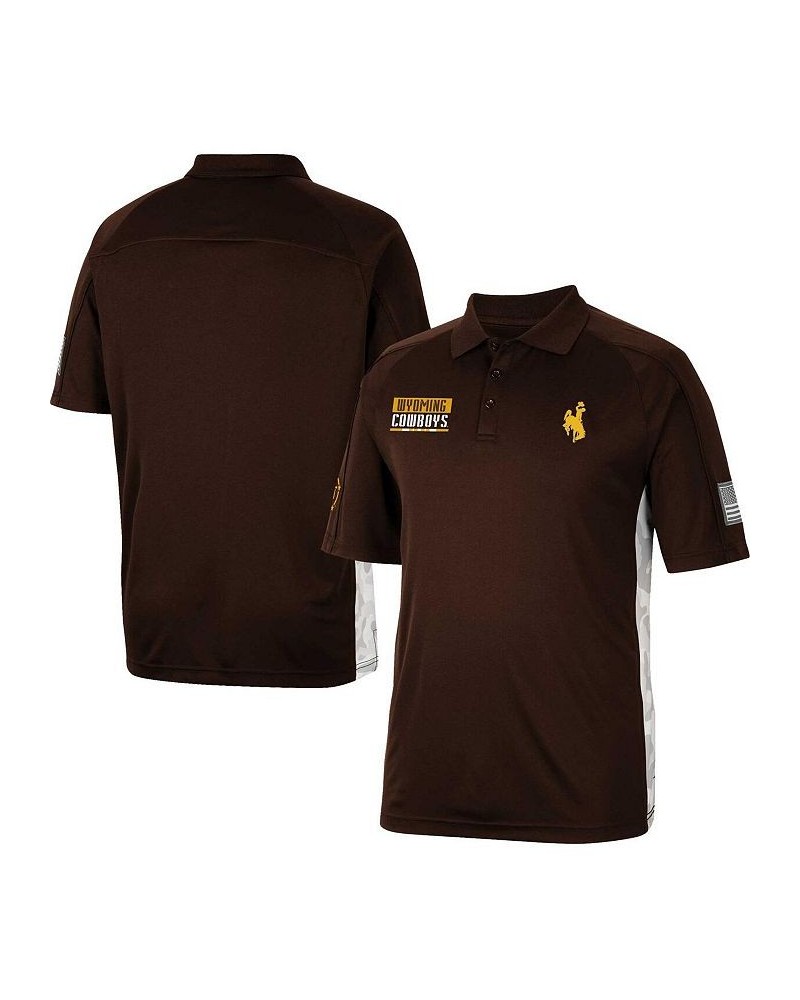 Men's Brown Wyoming Cowboys OHT Military-Inspired Appreciation Snow Camo Polo Shirt $34.19 Polo Shirts