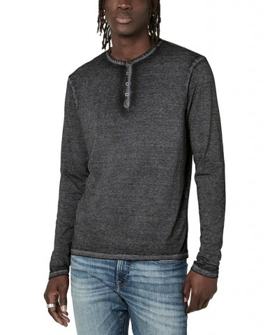 Men's Faded Kaduk Henley Long Sleeve T-Shirt Black $14.57 T-Shirts