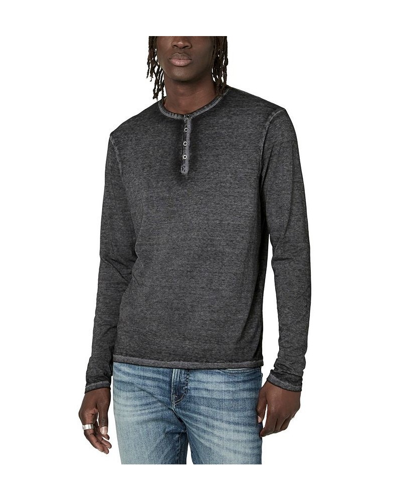 Men's Faded Kaduk Henley Long Sleeve T-Shirt Black $14.57 T-Shirts