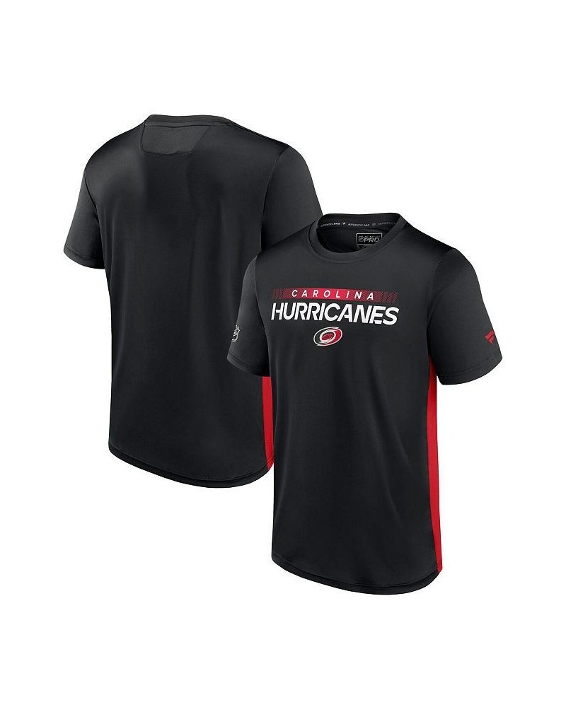 Men's Branded Black, Red Carolina Hurricanes Authentic Pro Rink Tech T-Shirt $31.34 T-Shirts