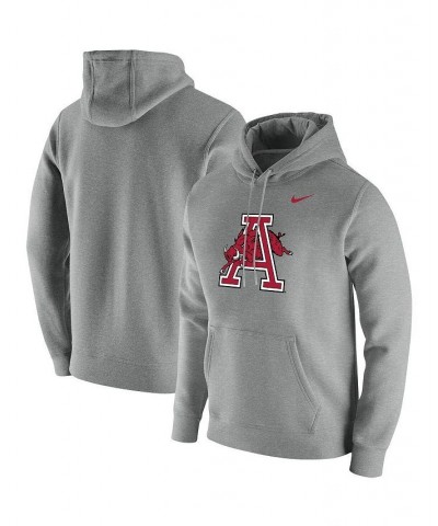 Men's Heathered Gray Arkansas Razorbacks Vintage-Like School Logo Pullover Hoodie $46.74 Sweatshirt