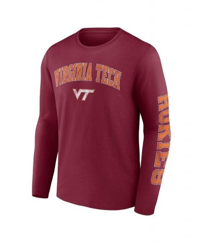 Men's Branded Maroon Virginia Tech Hokies Distressed Arch Over Logo 2.0 Long Sleeve T-shirt $23.59 T-Shirts