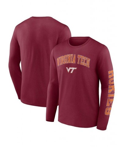 Men's Branded Maroon Virginia Tech Hokies Distressed Arch Over Logo 2.0 Long Sleeve T-shirt $23.59 T-Shirts