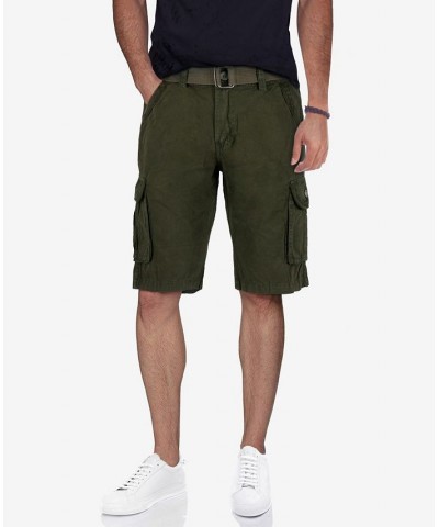 Men's Belted Twill Tape Cargo Shorts Olive $25.58 Shorts