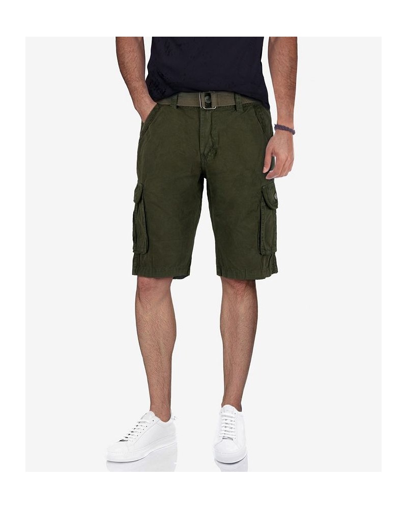 Men's Belted Twill Tape Cargo Shorts Olive $25.58 Shorts