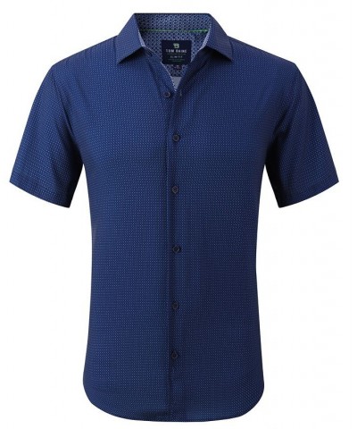 Men's Slim Fit Short Sleeve Performance Button Down Dress Shirt Blue $18.80 Dress Shirts