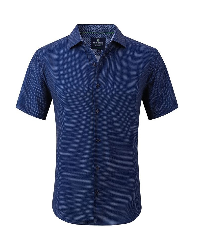 Men's Slim Fit Short Sleeve Performance Button Down Dress Shirt Blue $18.80 Dress Shirts