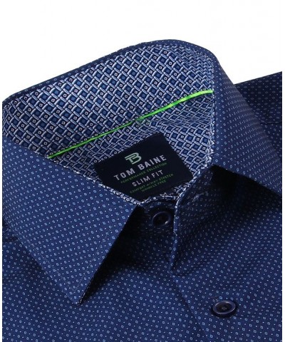 Men's Slim Fit Short Sleeve Performance Button Down Dress Shirt Blue $18.80 Dress Shirts