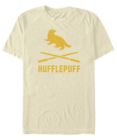 Men's Hufflepuff Icons Crossed Wands Short Sleeve Crew T-shirt Tan/Beige $20.29 T-Shirts