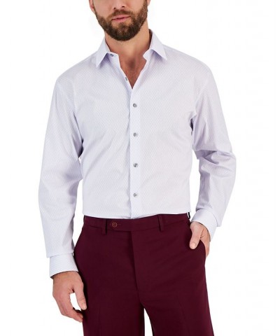 Men's Regular Fit 2-Way Stretch Stain Resistant Honeycomb Dress Shirt Purple $16.77 Dress Shirts