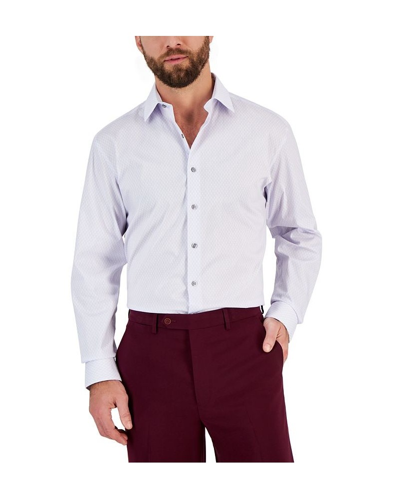 Men's Regular Fit 2-Way Stretch Stain Resistant Honeycomb Dress Shirt Purple $16.77 Dress Shirts