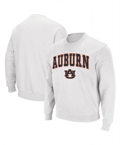 Men's White Auburn Tigers Arch and Logo Crew Neck Sweatshirt $30.59 Sweatshirt