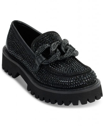 Women's Giana Slip-On Embellished Loafer Flats Black $74.73 Shoes