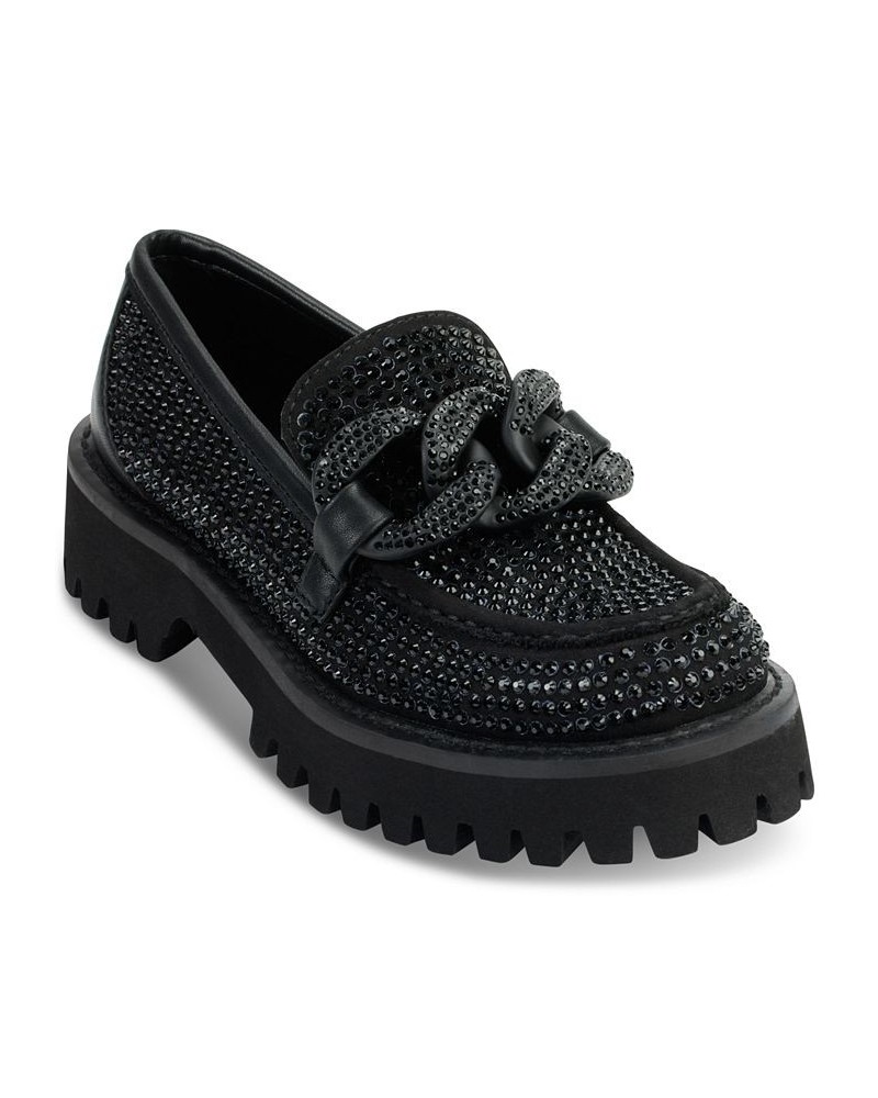 Women's Giana Slip-On Embellished Loafer Flats Black $74.73 Shoes