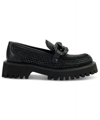 Women's Giana Slip-On Embellished Loafer Flats Black $74.73 Shoes