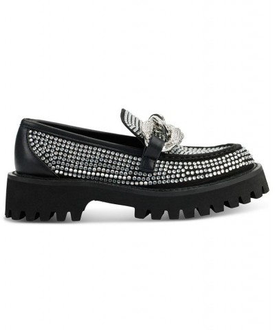 Women's Giana Slip-On Embellished Loafer Flats Black $74.73 Shoes