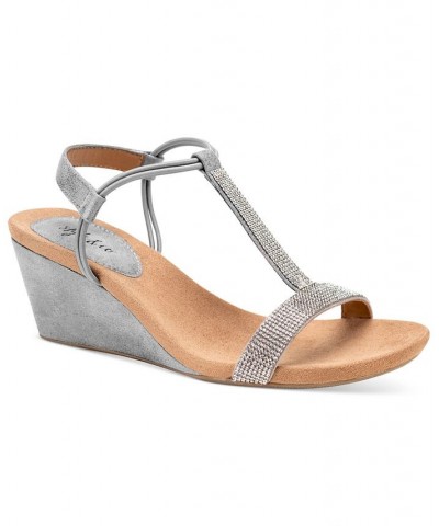 Mulan Embellished Wedge Sandals Gray $34.83 Shoes