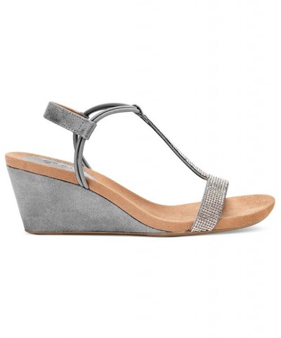 Mulan Embellished Wedge Sandals Gray $34.83 Shoes