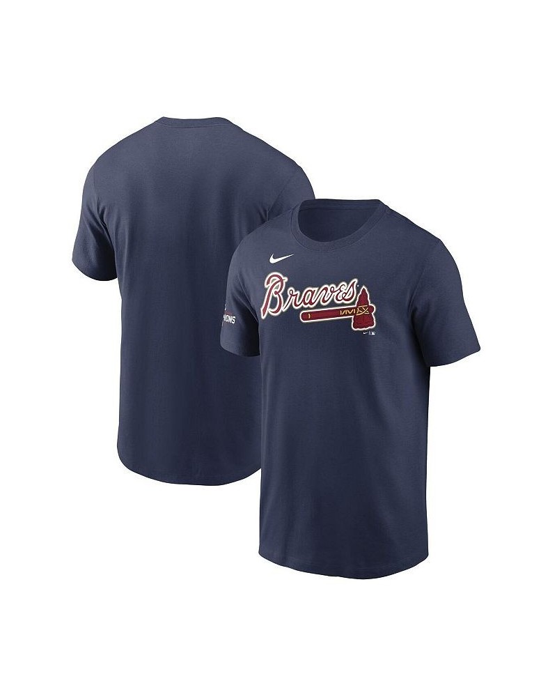 Men's Navy Atlanta Braves 2022 Gold Program Wordmark T-shirt $29.49 T-Shirts