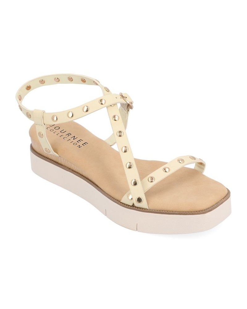 Women's Lindsay Studded Platform Sandals Ivory/Cream $49.00 Shoes