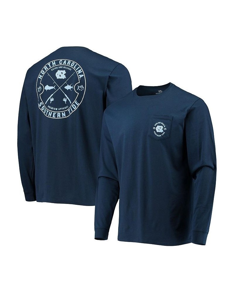 Men's Navy North Carolina Tar Heels Catch and Release Long Sleeve T-shirt $35.00 T-Shirts