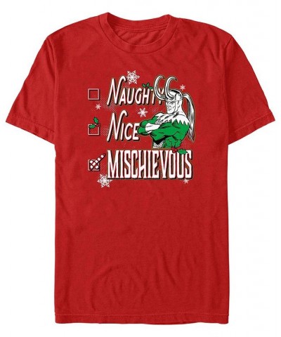 Men's Marvel Comics Retro Naughty Nice Mischievous Short Sleeves T-shirt Red $18.89 T-Shirts