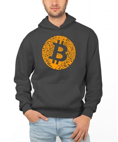 Men's Bitcoin Word Art Hooded Sweatshirt Gray $32.39 Sweatshirt