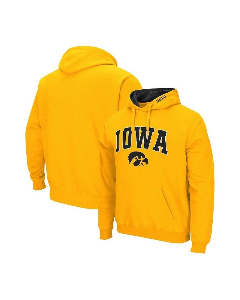 Men's Gold Iowa Hawkeyes Arch & Logo 3.0 Pullover Hoodie $34.79 Sweatshirt