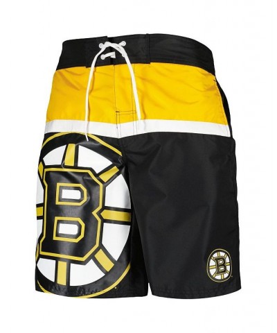 Men's Black Boston Bruins Sea Wind Swim Trunks $33.47 Swimsuits