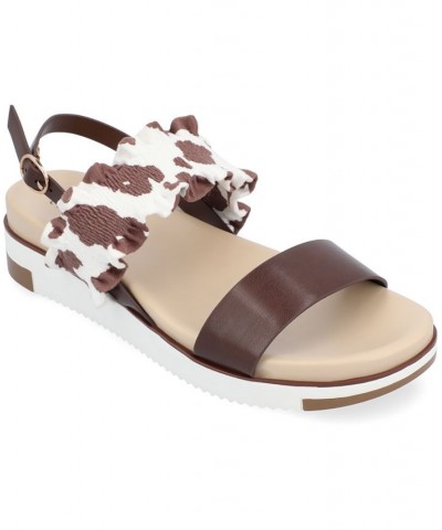 Women's Riya Contrast Sandals Brown $45.00 Shoes