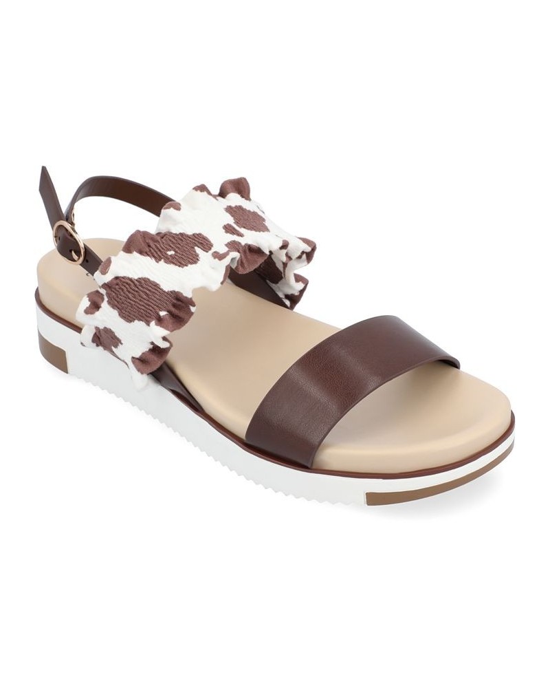 Women's Riya Contrast Sandals Brown $45.00 Shoes