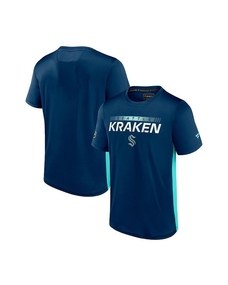 Men's Branded Deep Sea Blue, Light Blue Seattle Kraken Authentic Pro Rink Tech T-Shirt $18.49 T-Shirts