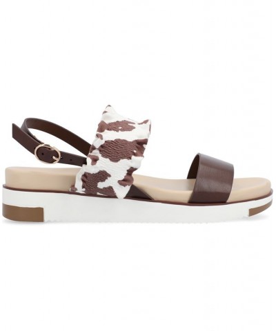 Women's Riya Contrast Sandals Brown $45.00 Shoes