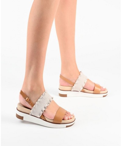 Women's Riya Contrast Sandals Brown $45.00 Shoes