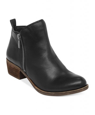 Women's Basel Leather Booties Black $62.58 Shoes