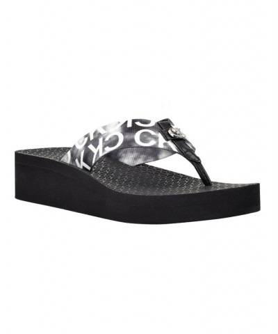 Women's Meena Beach Slip-On Wedge Flip Flops Black $28.91 Shoes