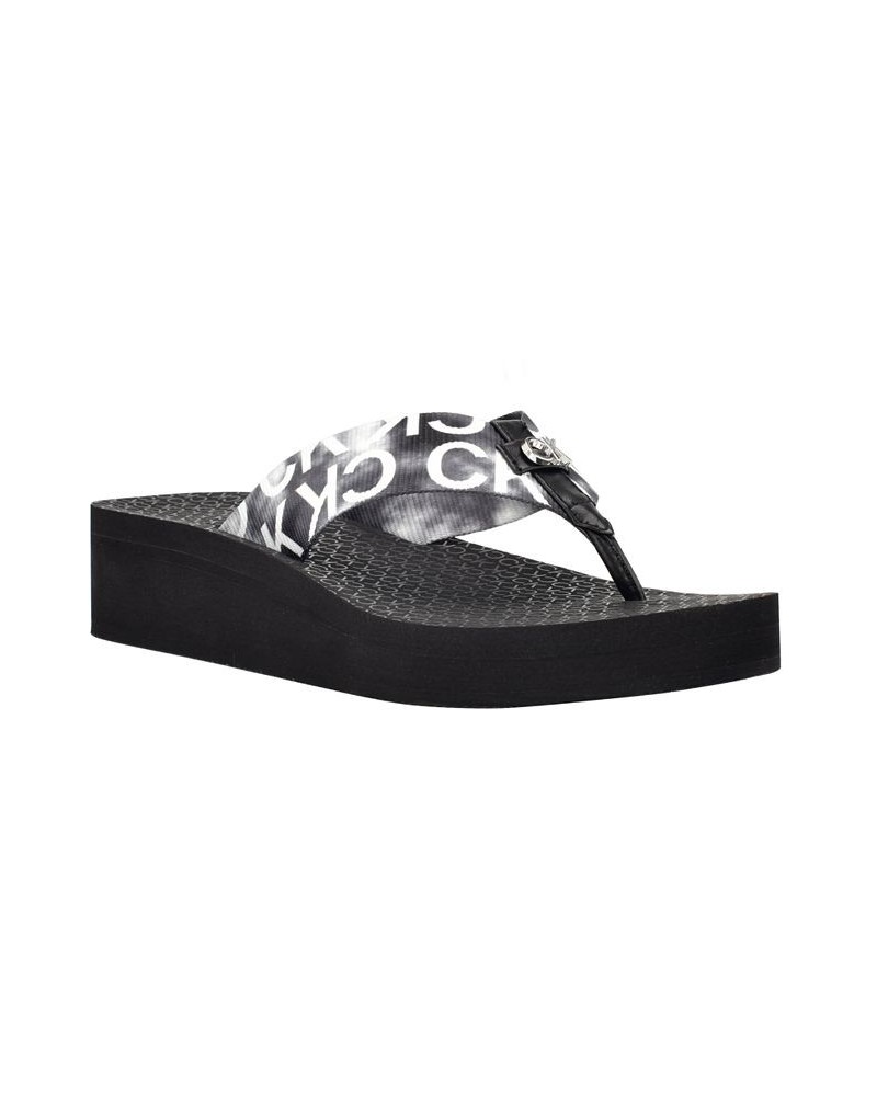 Women's Meena Beach Slip-On Wedge Flip Flops Black $28.91 Shoes