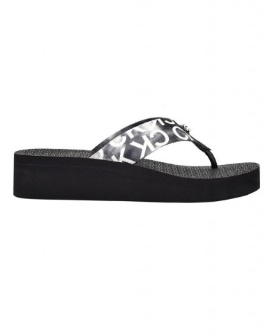 Women's Meena Beach Slip-On Wedge Flip Flops Black $28.91 Shoes