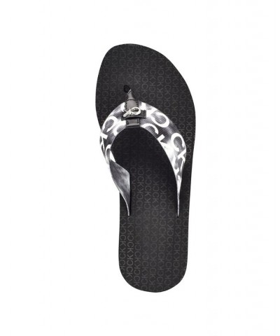 Women's Meena Beach Slip-On Wedge Flip Flops Black $28.91 Shoes