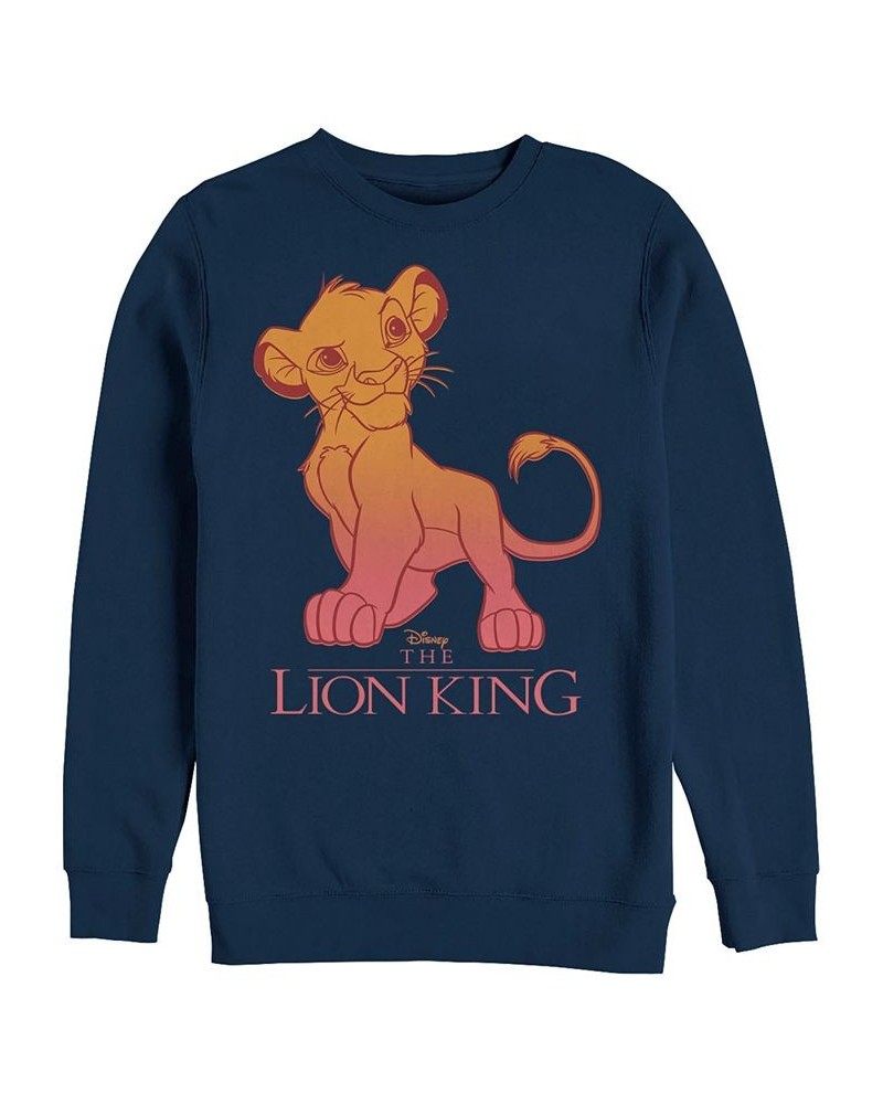 Disney Men's Lion King Young Simba Sunset Gradient, Crewneck Fleece Blue $26.40 Sweatshirt