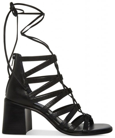 Women's Cherrie Ghillie Lace-Up Block-Heel Sandals Black $74.50 Shoes