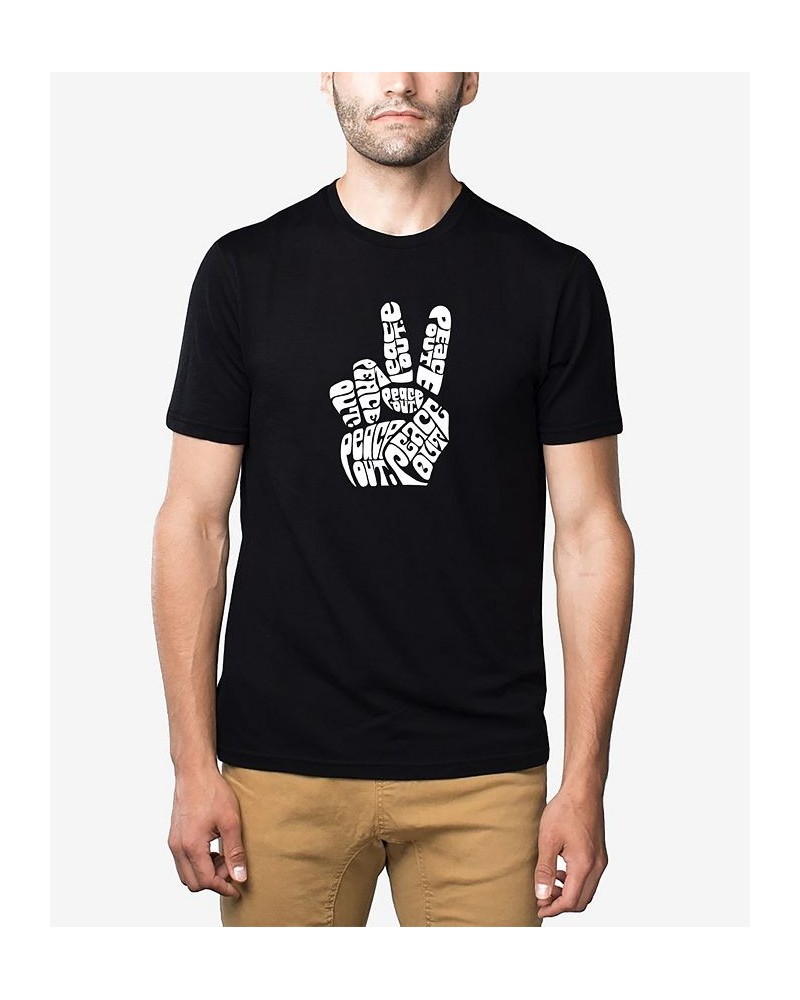 Men's Premium Blend Word Art Peace Out T-shirt Black $18.00 T-Shirts