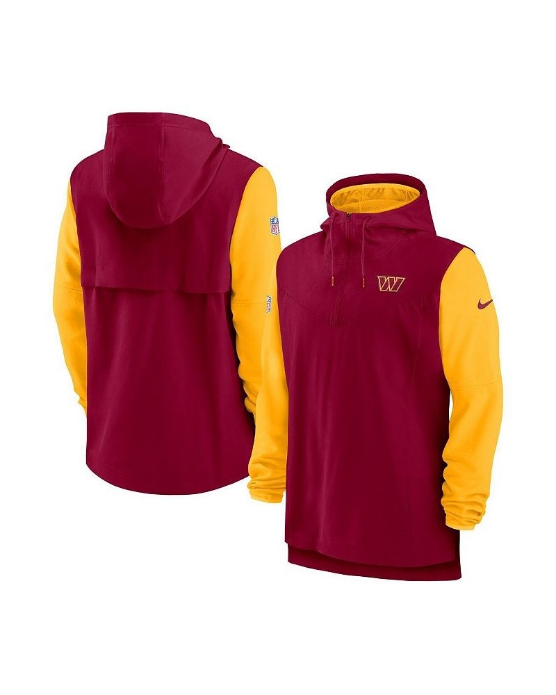 Men's Burgundy, Gold Washington Commanders Sideline Player Quarter-zip Hoodie $50.59 Sweatshirt