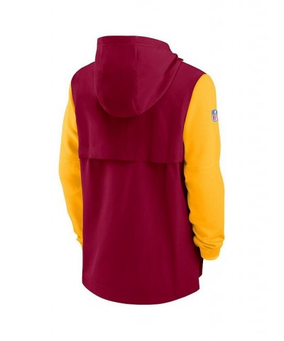 Men's Burgundy, Gold Washington Commanders Sideline Player Quarter-zip Hoodie $50.59 Sweatshirt