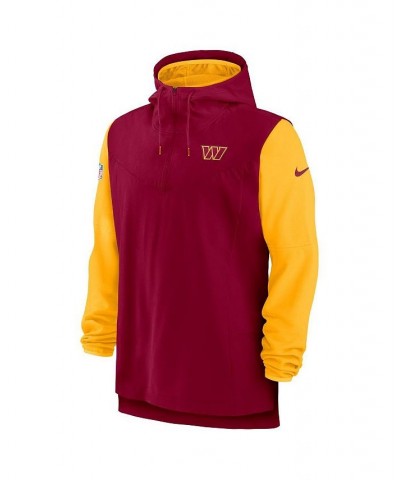 Men's Burgundy, Gold Washington Commanders Sideline Player Quarter-zip Hoodie $50.59 Sweatshirt